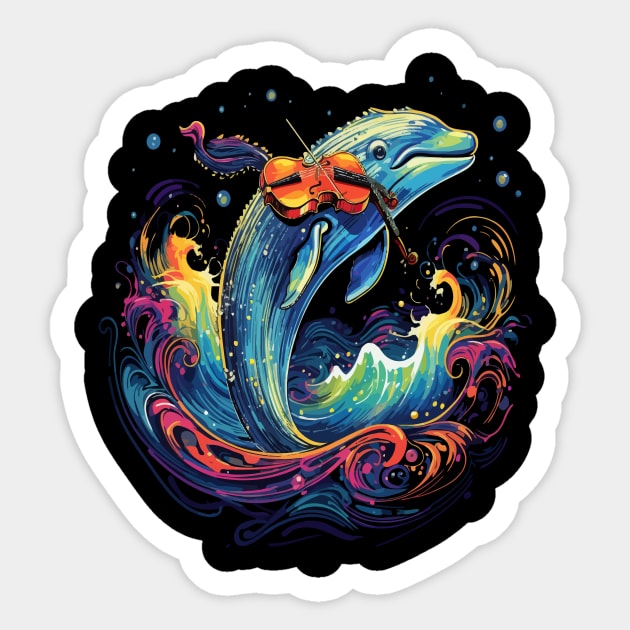 Whale Playing Violin Sticker by JH Mart